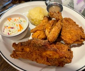 Porch Kitchen & Bar signature dishes Southern Fried Chicken
Bourbon Butter Cake
Lump Crab Hushpuppies